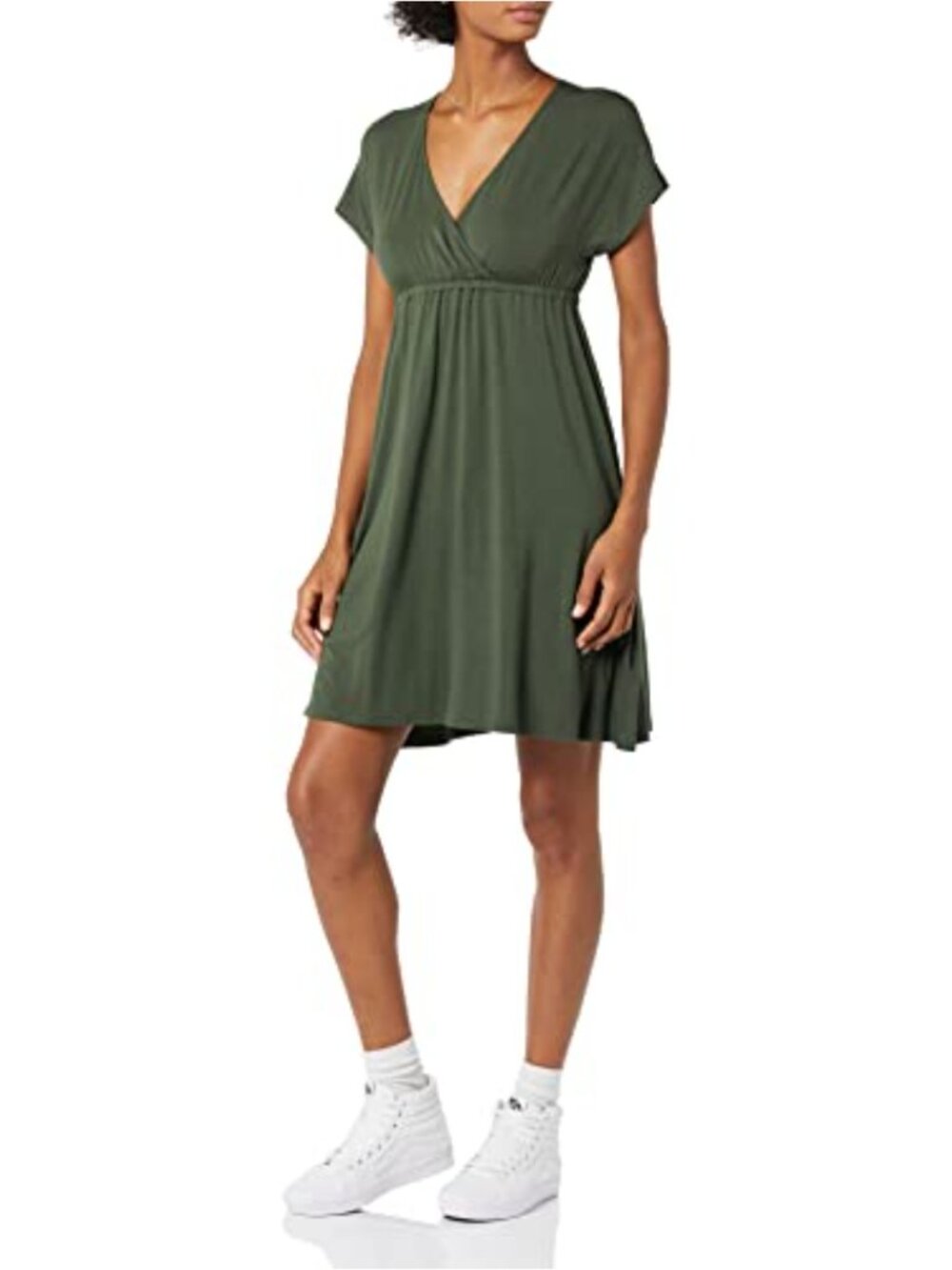 V-Neck Fit & Flare Mini Surplice Dress - Rayon Blend, Plus Size